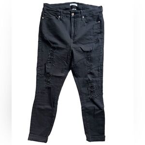 Good American High-Rise Distressed Black Jeans